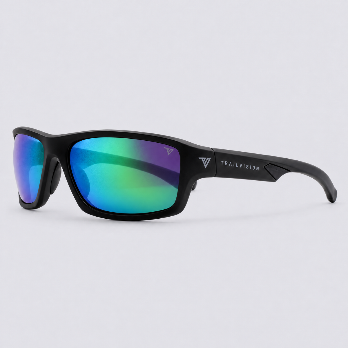 Crossway Matte Black Polarized Green Mirror – angle view