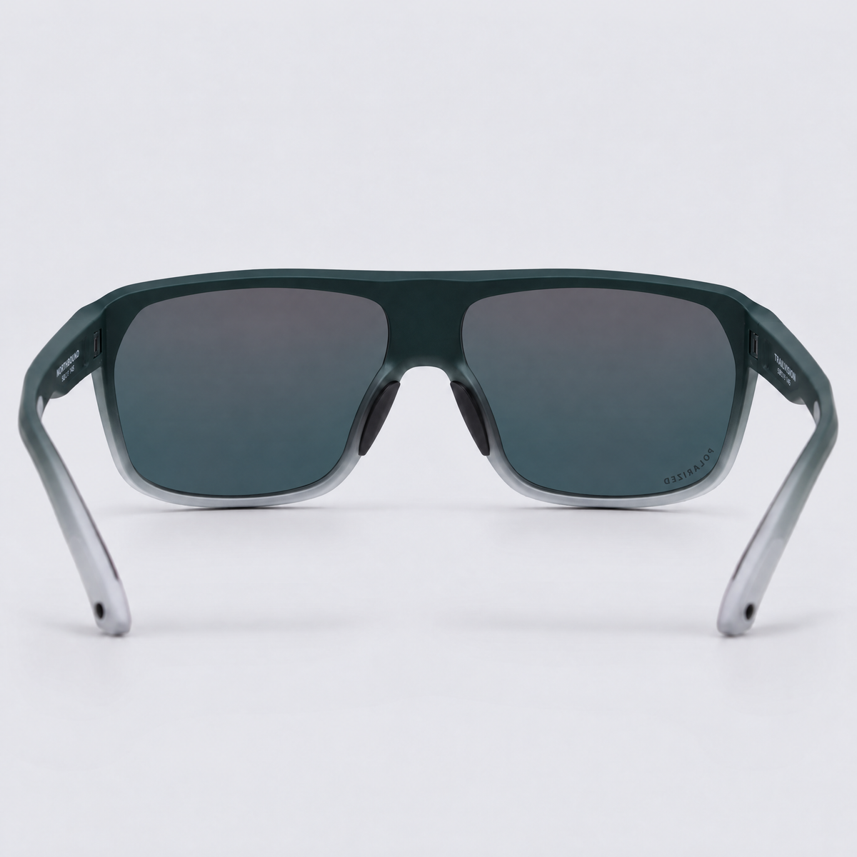 Trailvision Northbound sunglasses, Green Fade frame with polarized Red Mirror lenses, back view