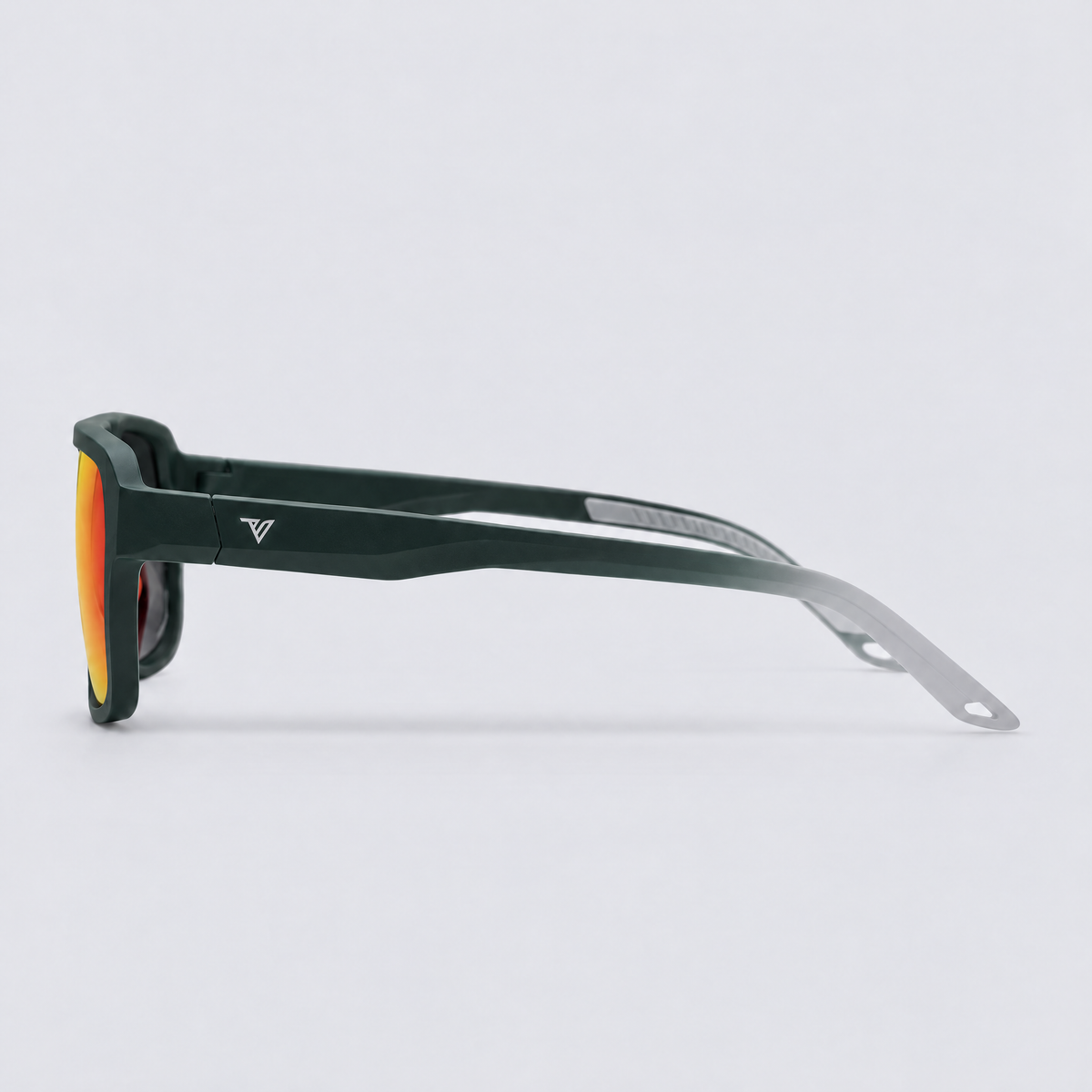 Trailvision Northbound sunglasses, Green Fade frame with polarized Red Mirror lenses, side view