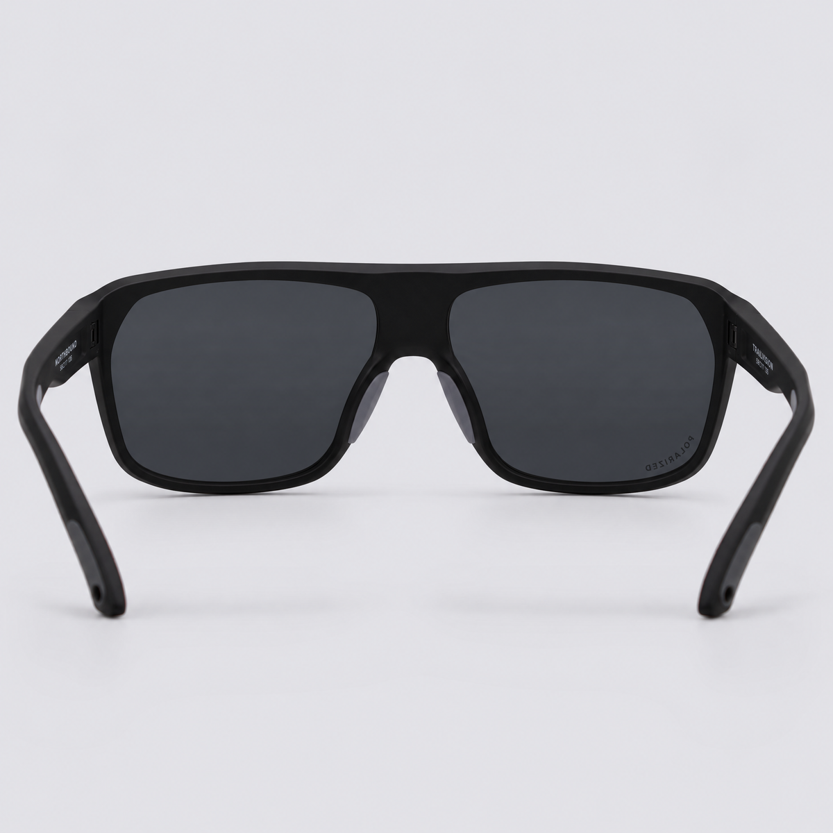 Trailvision Northbound sunglasses, Matte Black frame with polarized Smoke lenses, back view