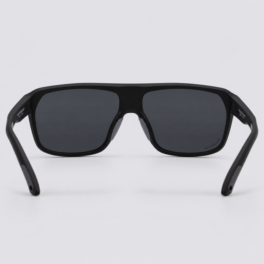 Trailvision Northbound sunglasses, Matte Black frame with polarized Smoke lenses, back view