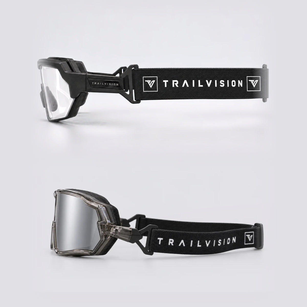 Safety Duo in goggle mode: Titan and Bastion with woven Trailvision straps