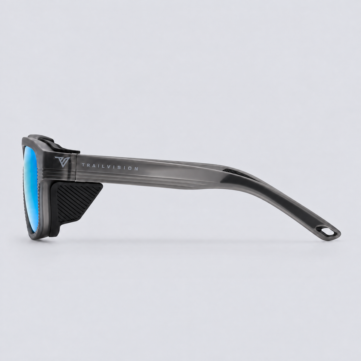 Switchback Matte Crystal Dark Grey Polarized Ice Blue Mirror – side view
