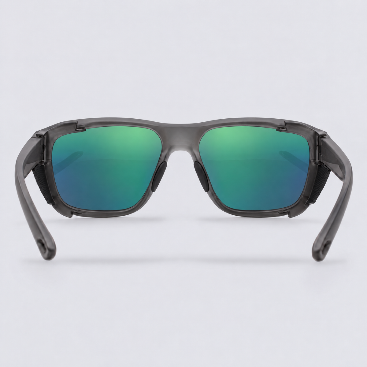 Switchback Matte Crystal Dark Grey Polarized Green Mirror – back view