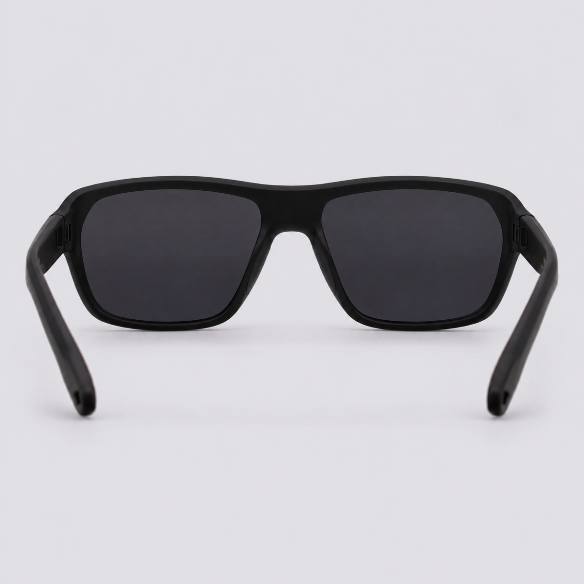 Trailvision Timberline sunglasses, Matte Black frame with polarized Smoke lenses, back view