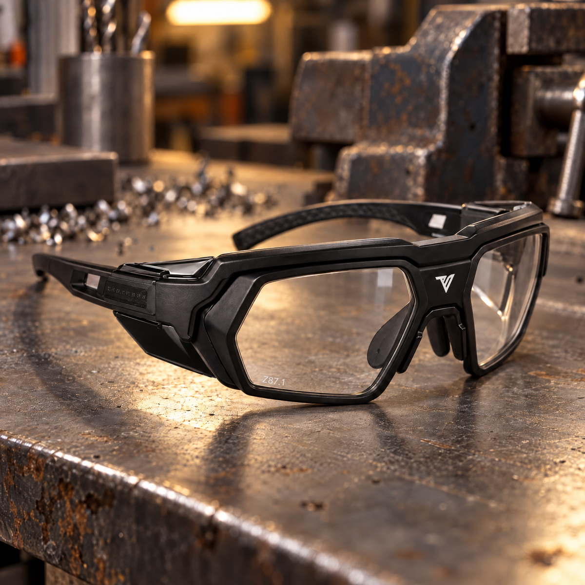 Titan safety glasses on a workbench