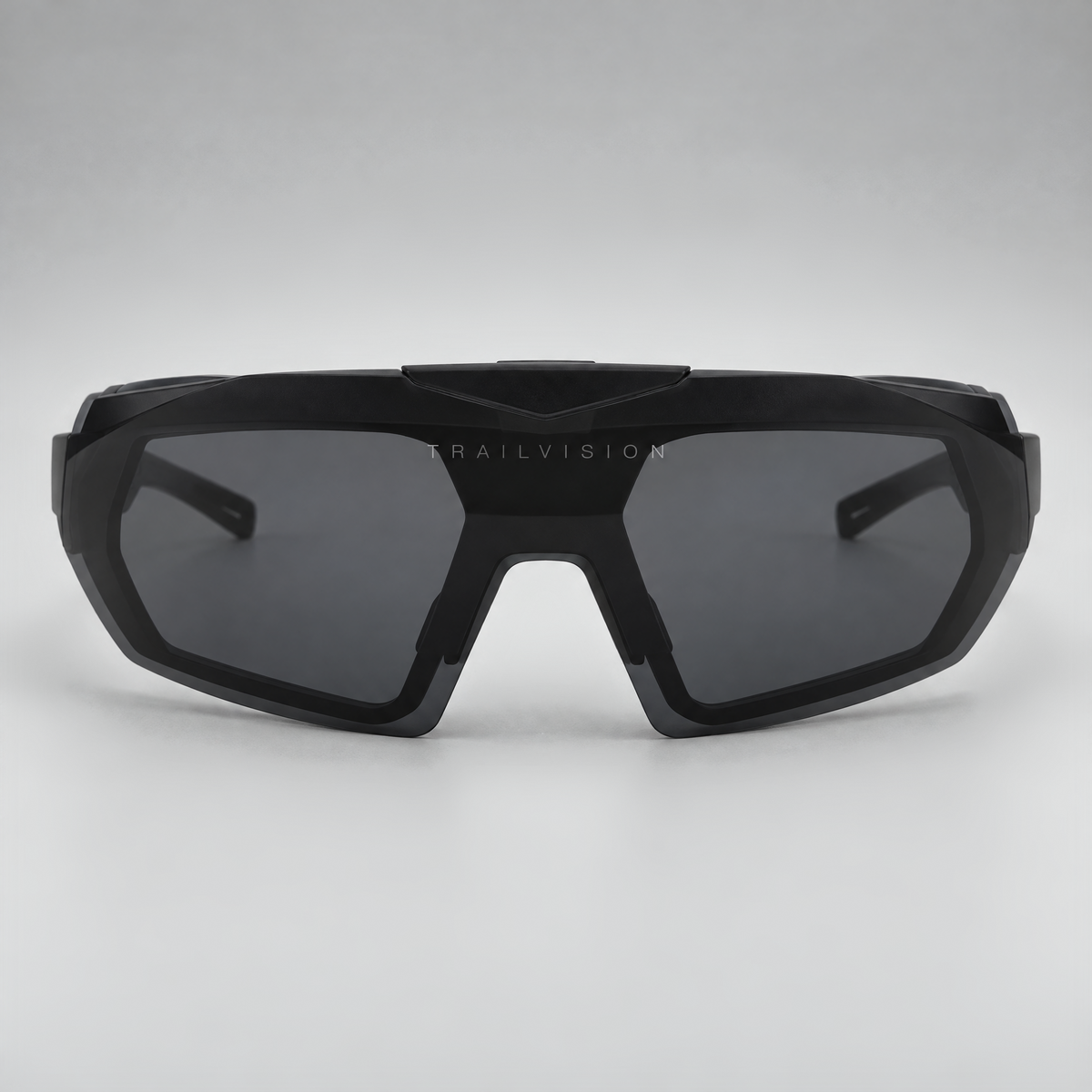 Titan with the smoke shield clip flipped down over the clear lenses