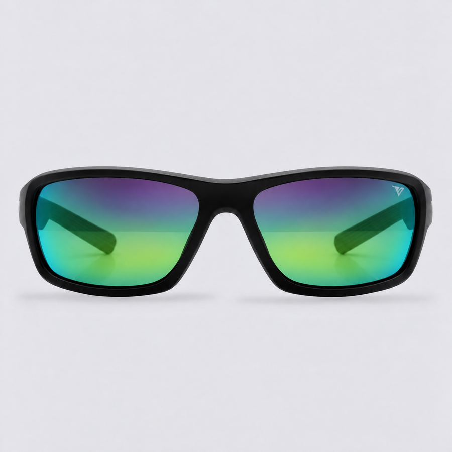 Crossway Matte Black Polarized Green Mirror – front view