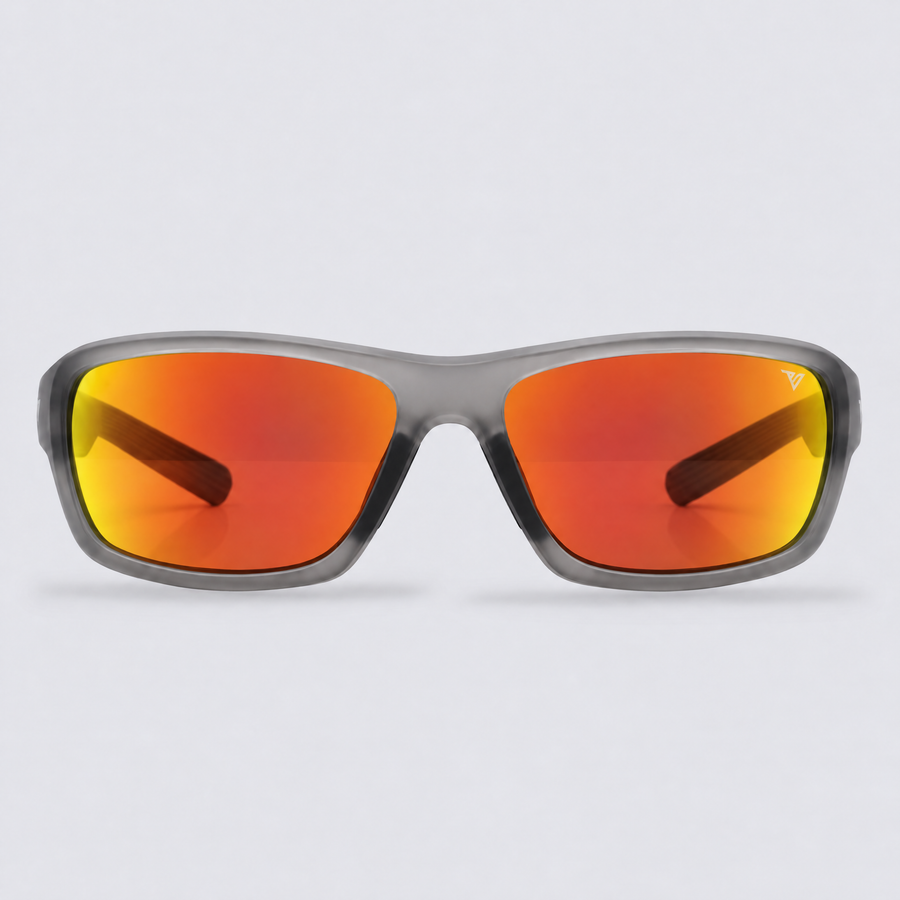 Crossway Matte Crystal Grey Polarized Red Mirror – front view