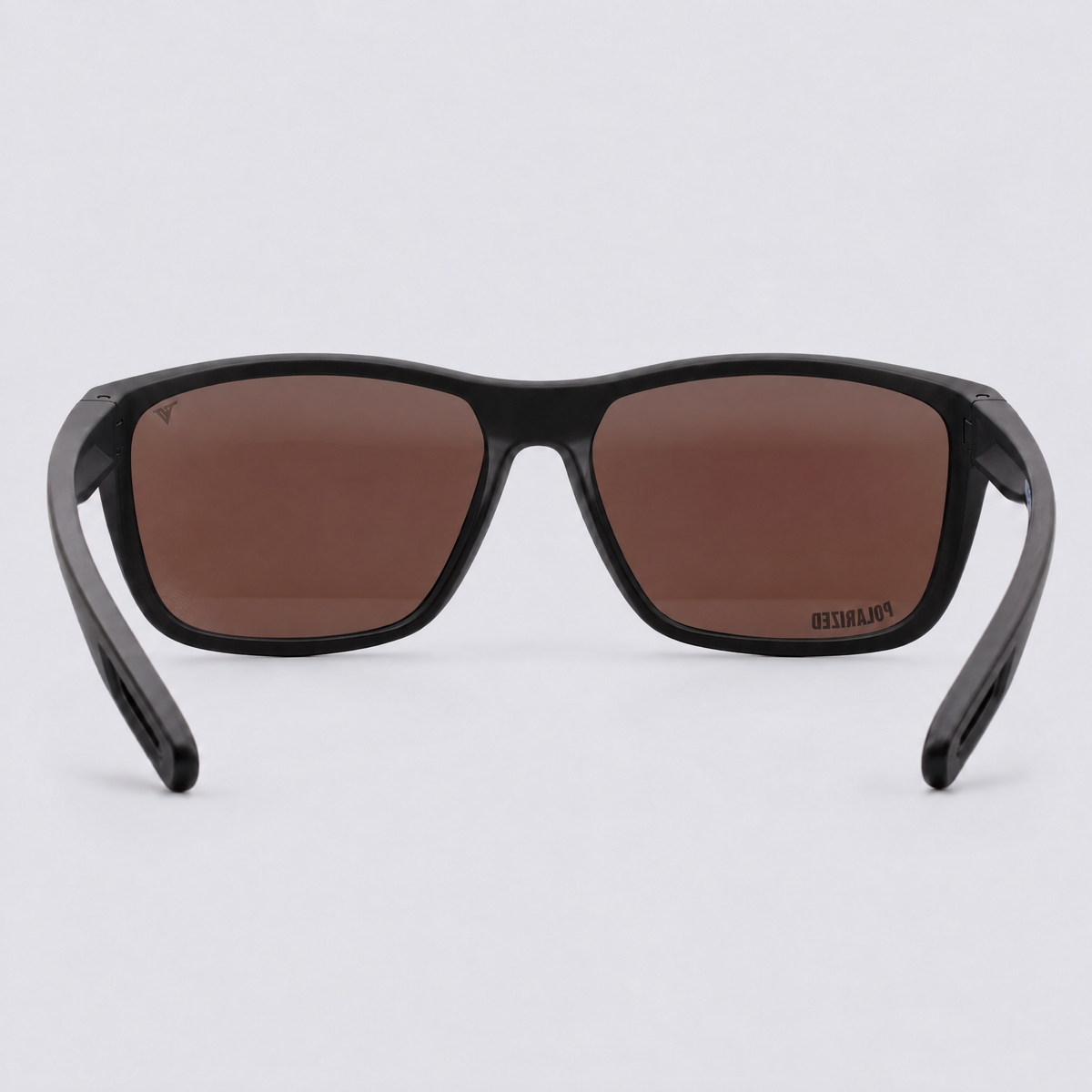 Trailvision Dustline sunglasses, Matte Black frame with polarized Blue Mirror lenses, back view