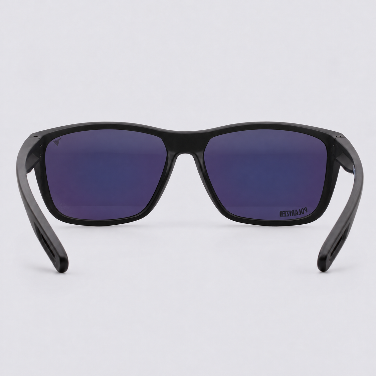 Trailvision Dustline sunglasses, Matte Black frame with polarized Green Mirror lenses, back view