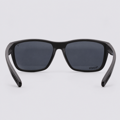 Trailvision Dustline sunglasses, Matte Black frame with polarized Smoke lenses, back view