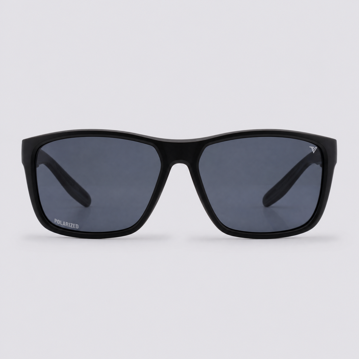 Trailvision Dustline sunglasses, Matte Black frame with polarized Smoke lenses, front view