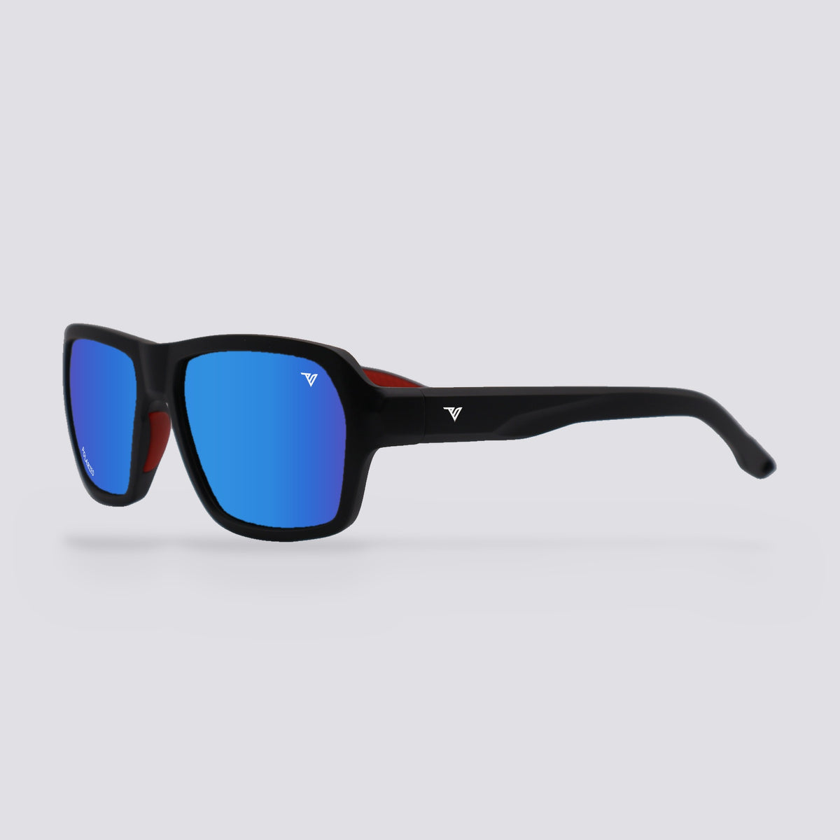 Frontier Matte Black, Polarized Blue Mirror lens, angle view