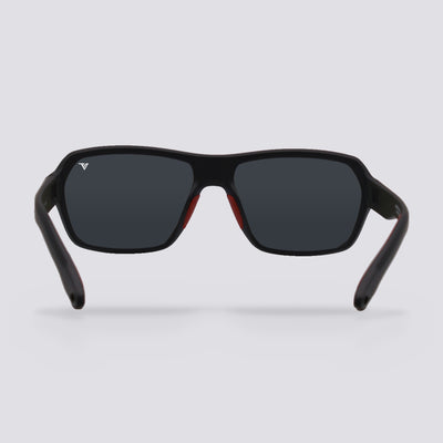 Frontier Matte Black, Polarized Smoke lens, back view