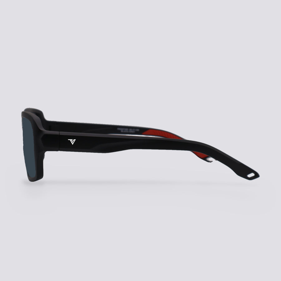Frontier Matte Black, Polarized Smoke lens, side view