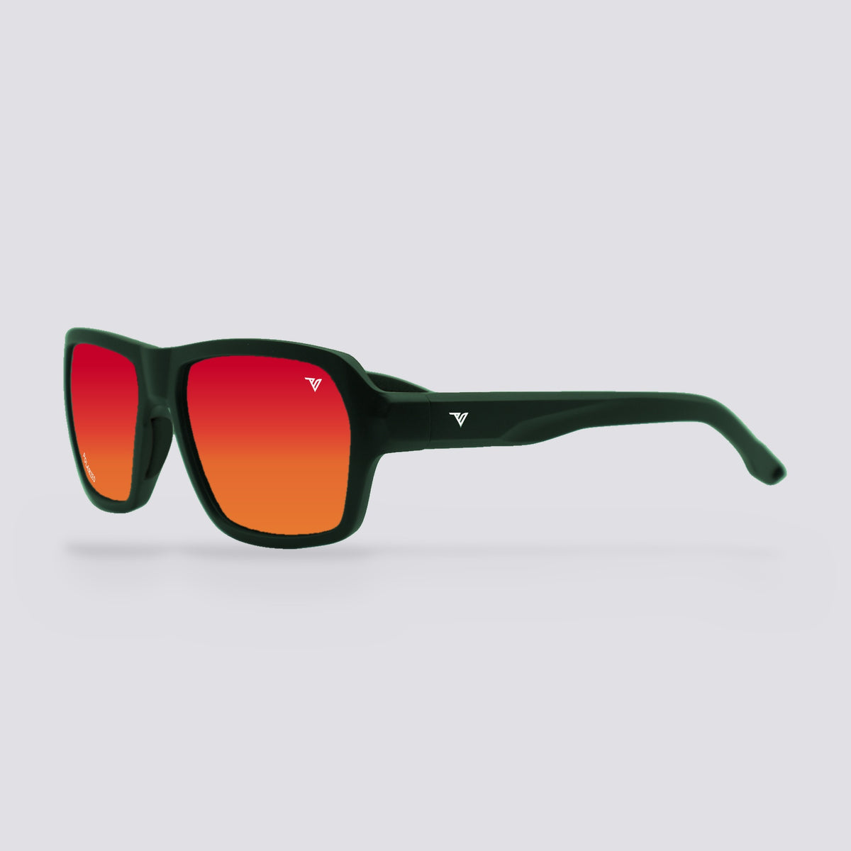 Frontier Transparent Green, Polarized Red Mirror lens, angle view
