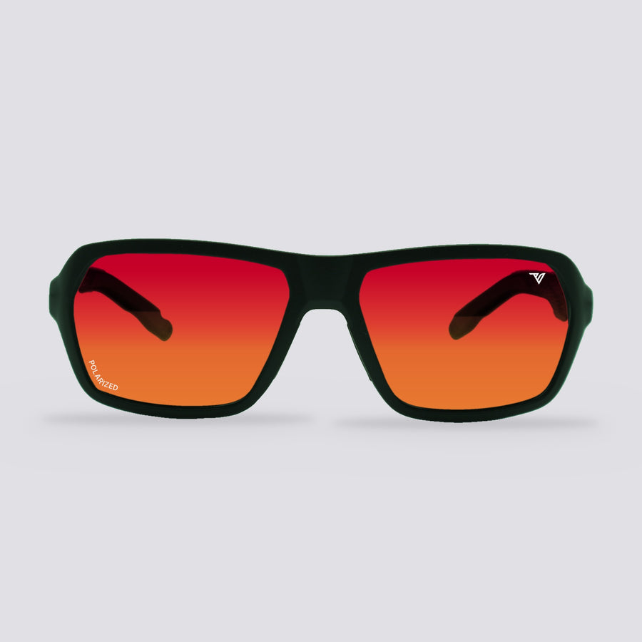 Frontier Transparent Green, Polarized Red Mirror lens, front view