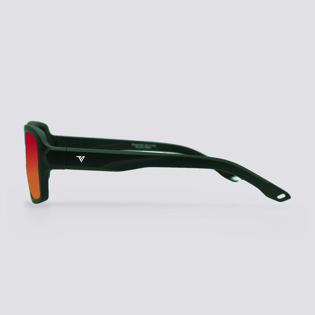 Frontier Transparent Green, Polarized Red Mirror lens, side view
