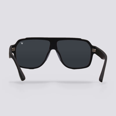 Highland polarized sunglasses, Matte Black frame, Smoke lens, back view