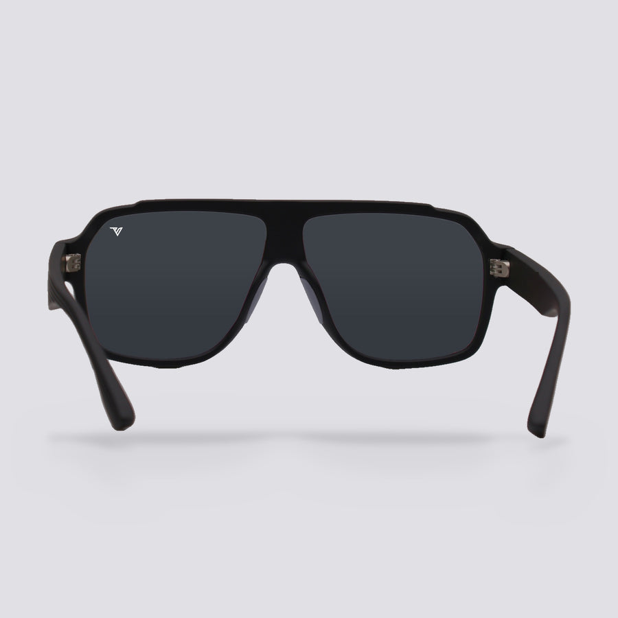 Highland polarized sunglasses, Matte Black frame, Smoke lens, back view