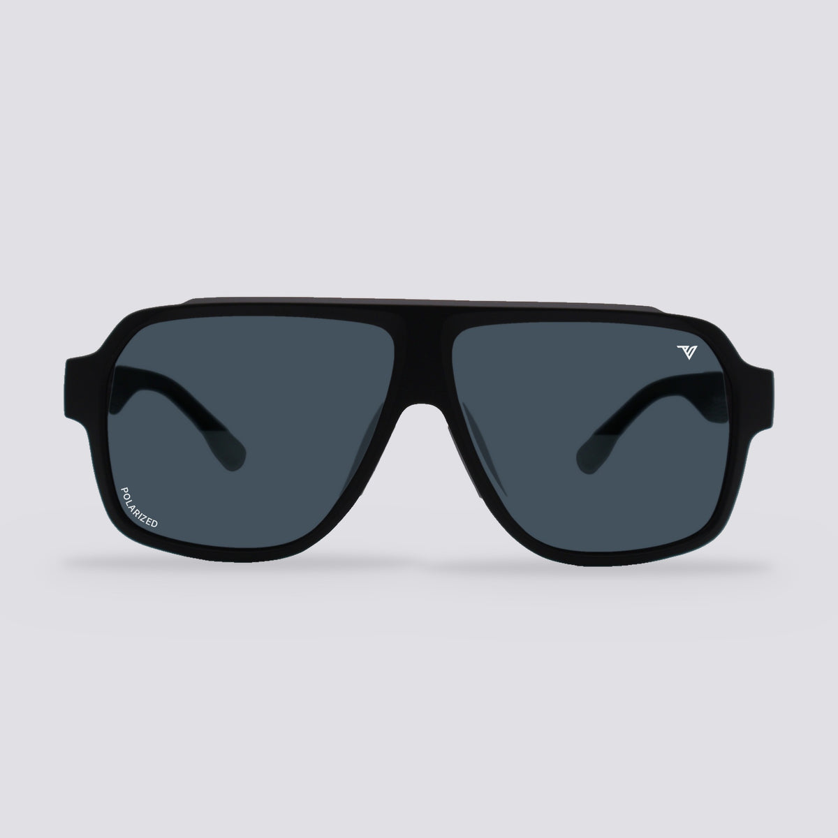 Highland polarized sunglasses, Matte Black frame, Smoke lens, front view