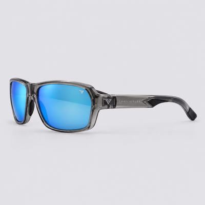 Ironclad Shiny Crystal Dark Grey Polarized Ice Blue Mirror – angle view