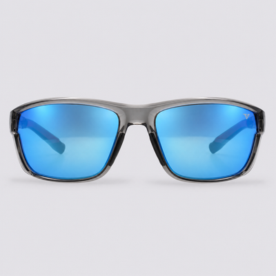 Ironclad Shiny Crystal Dark Grey Polarized Ice Blue Mirror – front view