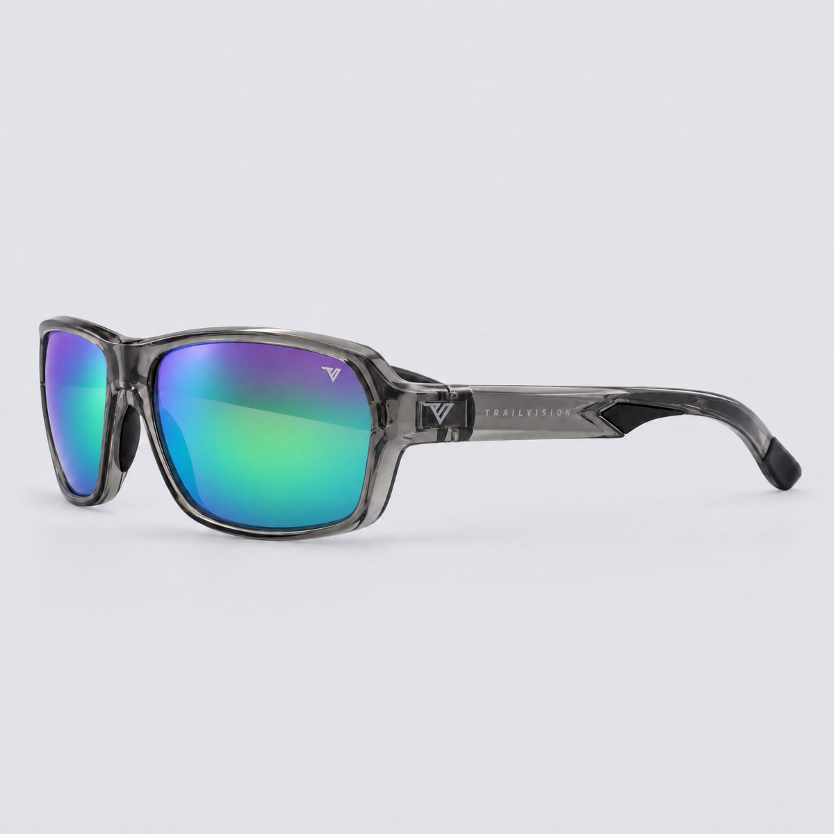 Ironclad Shiny Crystal Dark Grey Polarized Green Mirror – angle view
