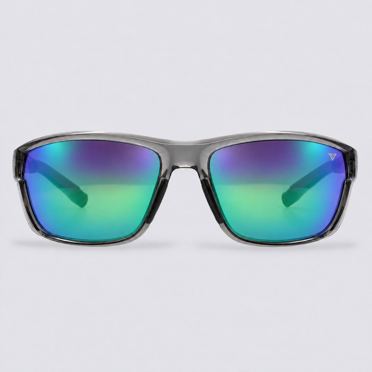 Ironclad Shiny Crystal Dark Grey Polarized Green Mirror – front view