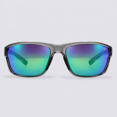 Ironclad Shiny Crystal Dark Grey Polarized Green Mirror – front view