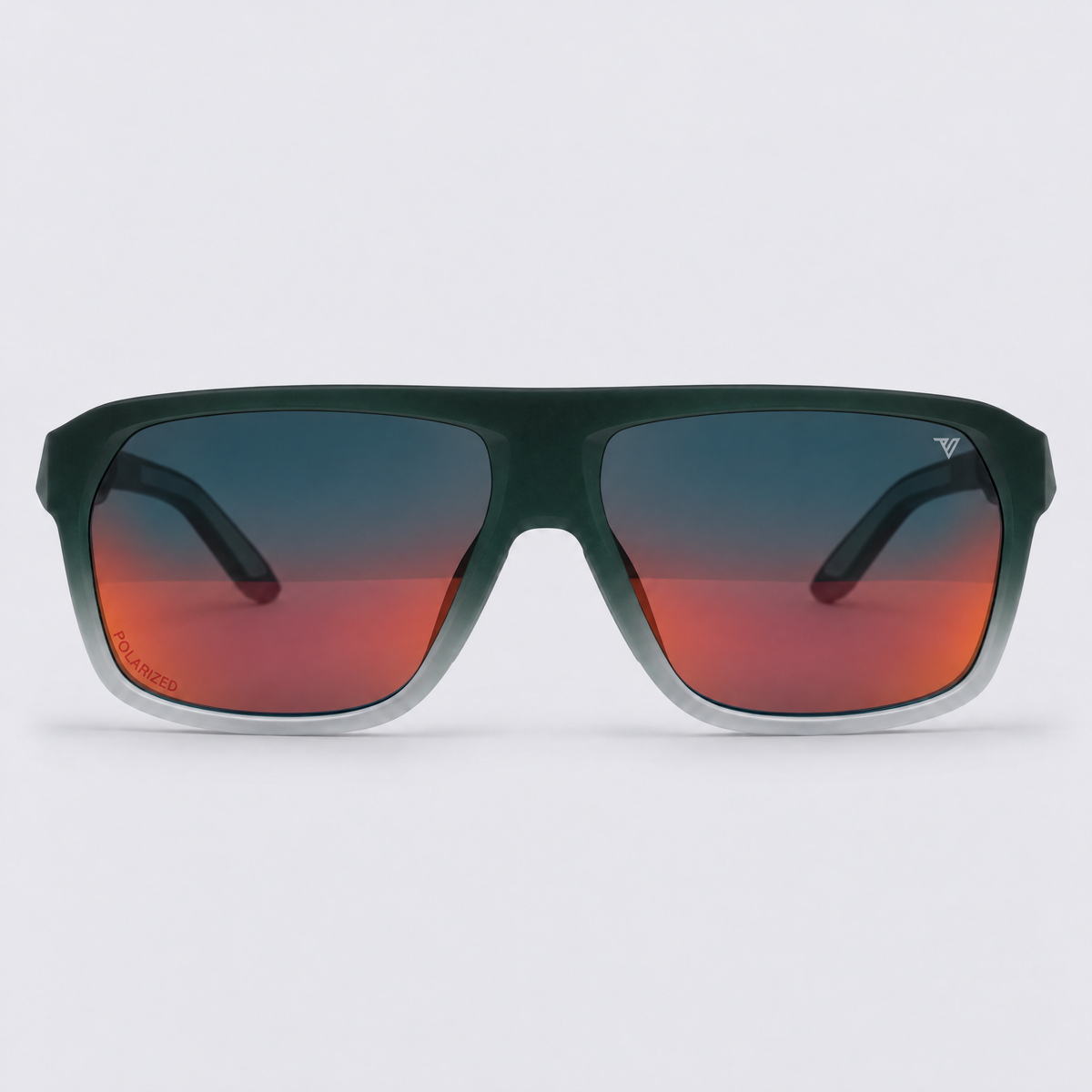 Trailvision Northbound sunglasses, Green Fade frame with polarized Red Mirror lenses, front view
