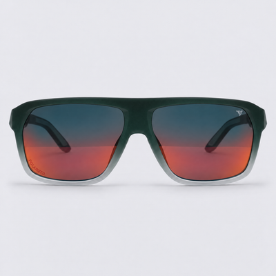 Trailvision Northbound sunglasses, Green Fade frame with polarized Red Mirror lenses, front view