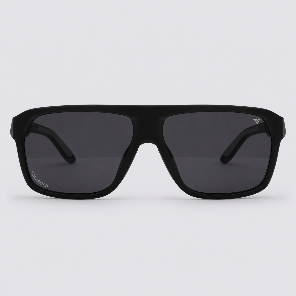 Trailvision Northbound sunglasses, Matte Black frame with polarized Smoke lenses, front view