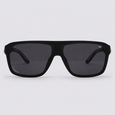 Trailvision Northbound sunglasses, Matte Black frame with polarized Smoke lenses, front view
