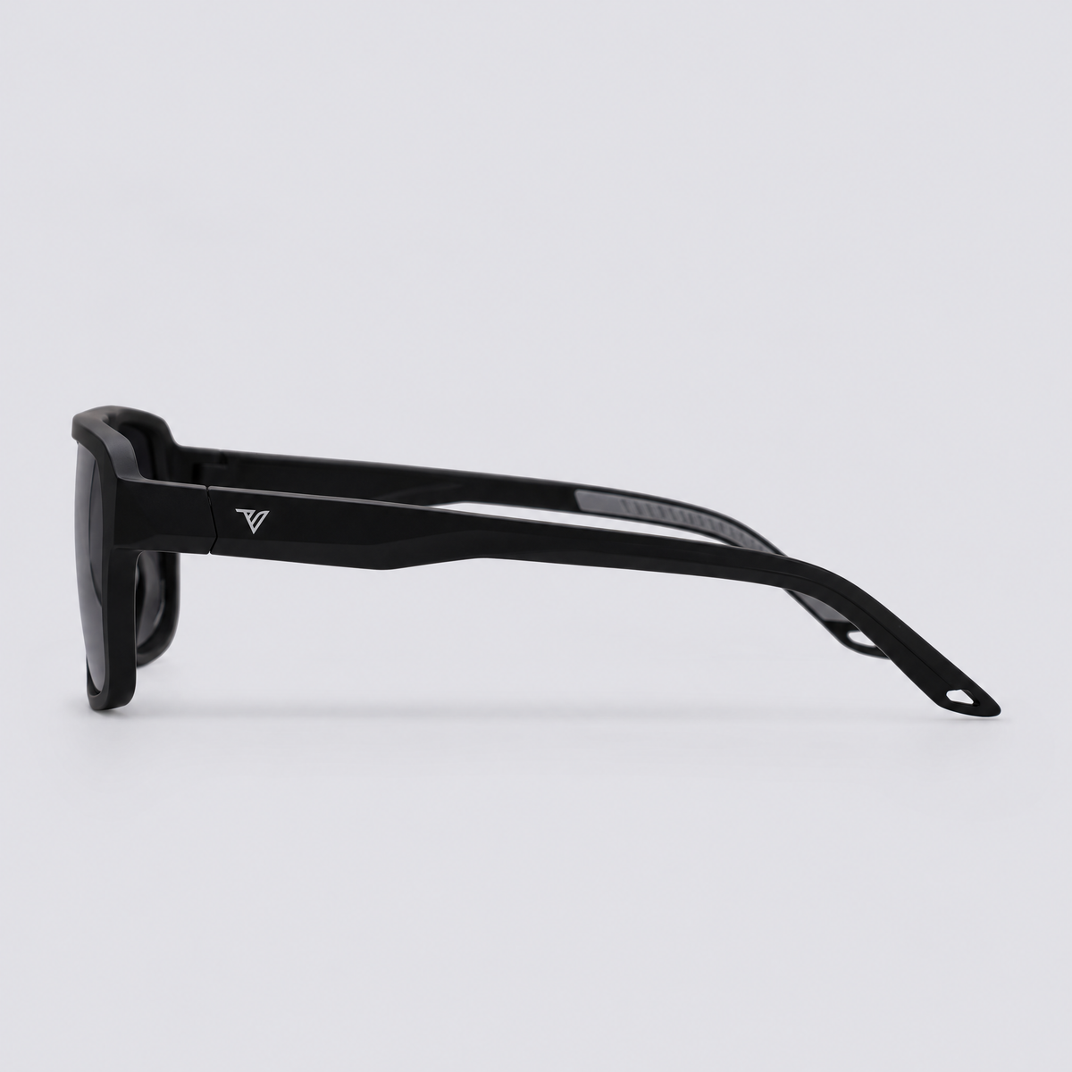 Trailvision Northbound sunglasses, Matte Black frame with polarized Smoke lenses, side view