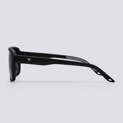 Trailvision Northbound sunglasses, Matte Black frame with polarized Smoke lenses, side view