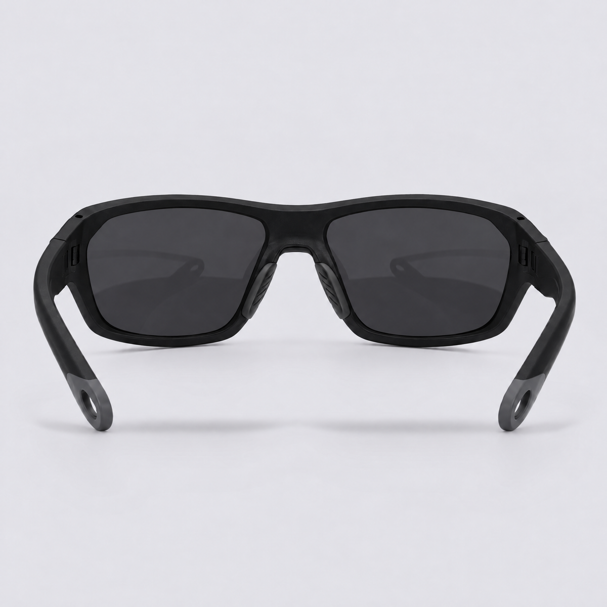 Trailvision Outrider sunglasses, Matte Black frame with polarized Smoke lenses, back view