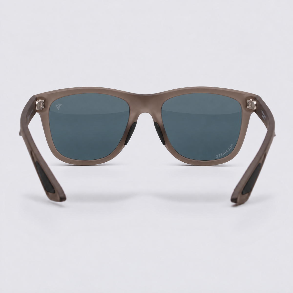 Trailvision Redrock sunglasses, Frosted Smoke Brown frame with polarized Red Mirror lenses, back view