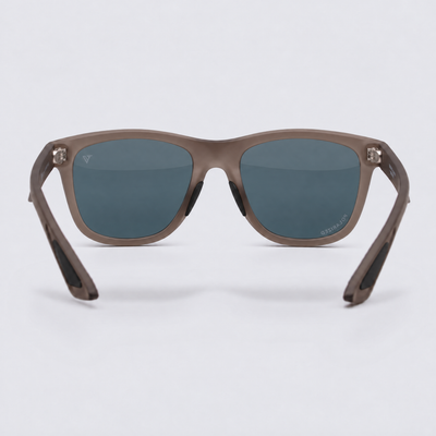 Trailvision Redrock sunglasses, Frosted Smoke Brown frame with polarized Red Mirror lenses, back view
