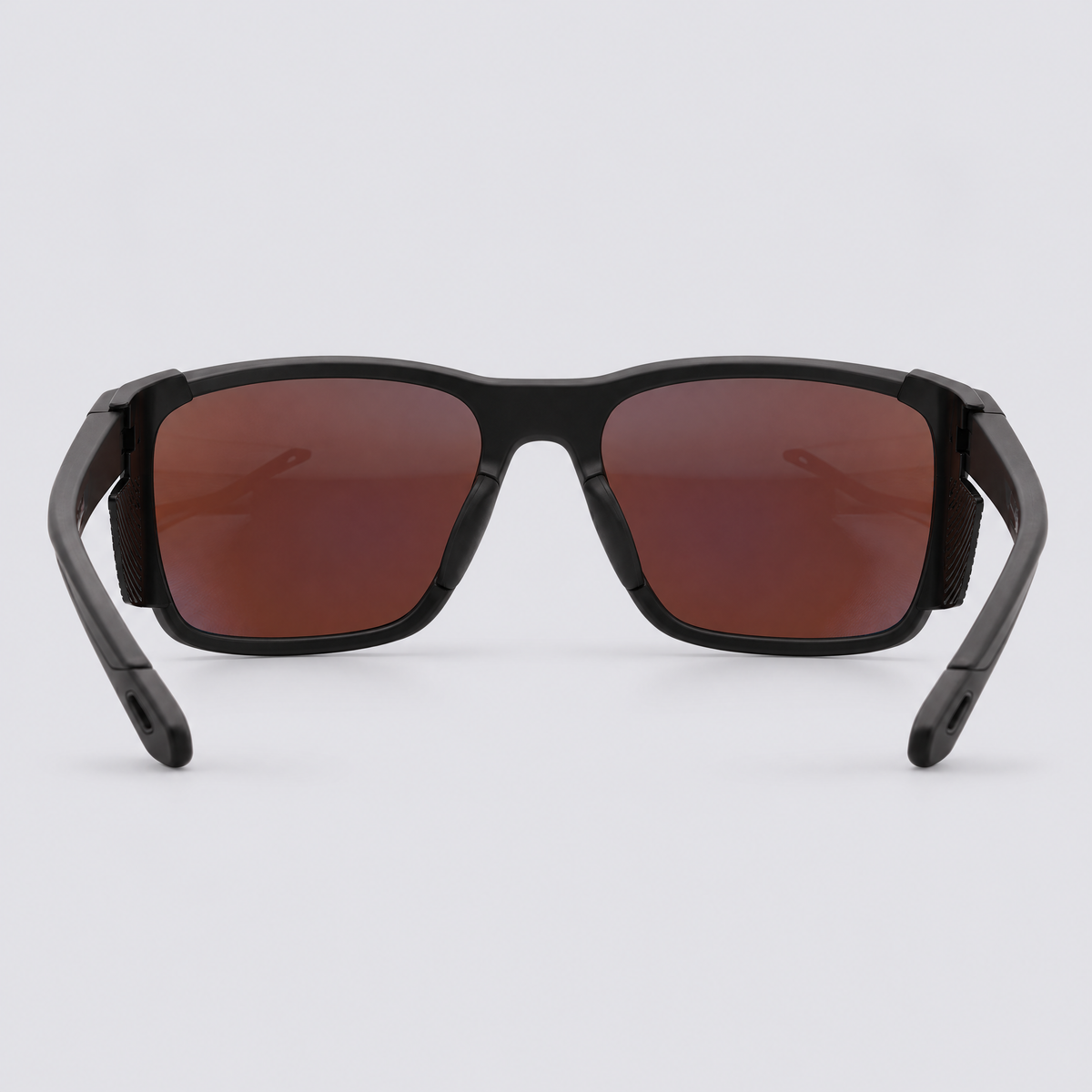 Ridgeline polarized sunglasses, Matte Black frame, Ice Blue mirror lenses – back view