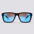 Ridgeline polarized sunglasses, Matte Black frame, Ice Blue mirror lenses – front view