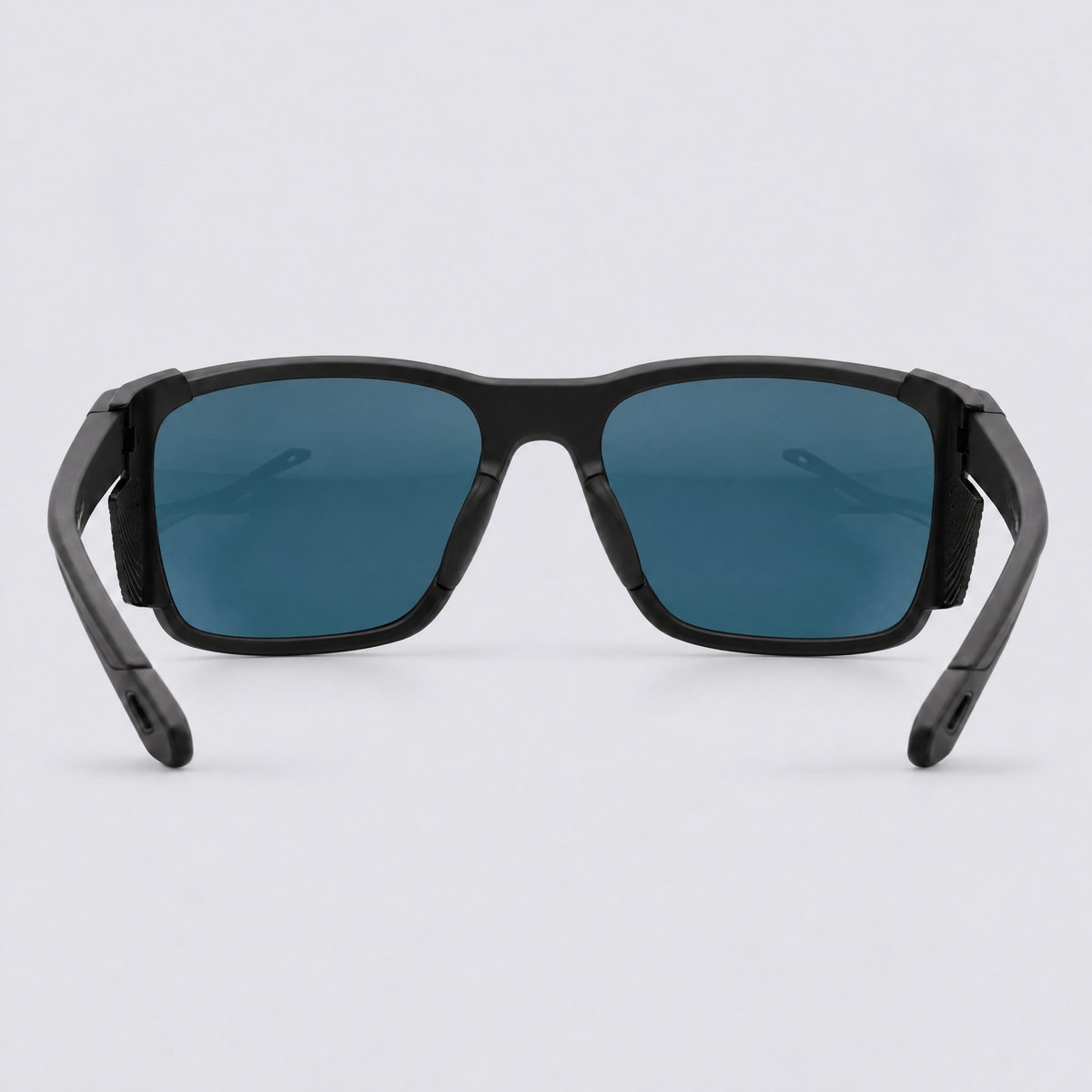 Ridgeline polarized sunglasses, Matte Black frame, Red mirror lenses – back view