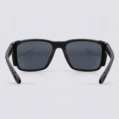 Ridgeline polarized sunglasses, Matte Black frame, Smoke lenses – back view