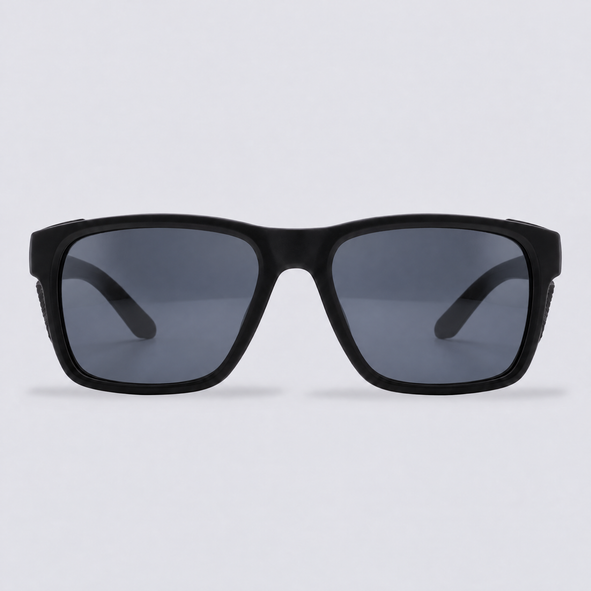 Ridgeline polarized sunglasses, Matte Black frame, Smoke lenses – front view