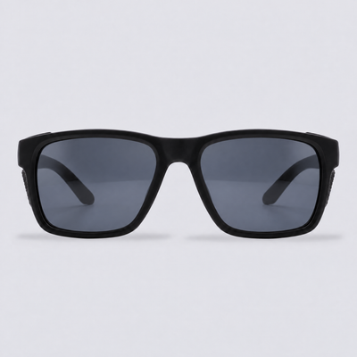 Ridgeline polarized sunglasses, Matte Black frame, Smoke lenses – front view