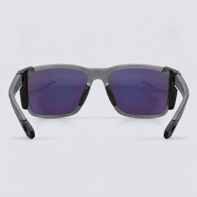 Ridgeline polarized sunglasses, Matte Crystal Dark Grey frame, Green mirror lenses – back view