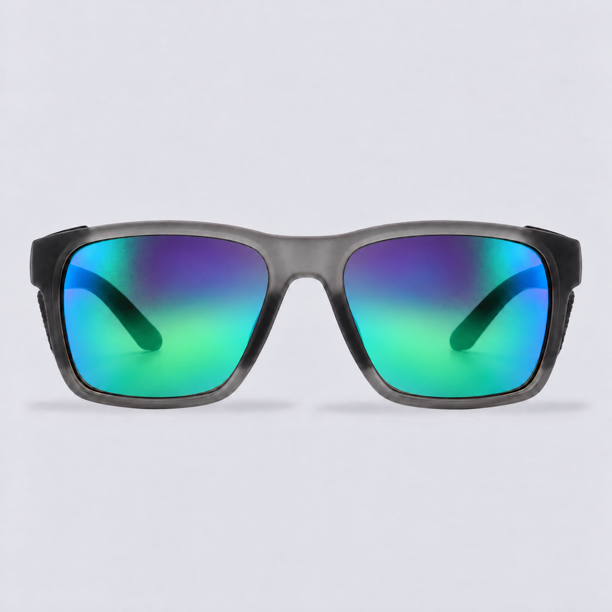 Ridgeline polarized sunglasses, Matte Crystal Dark Grey frame, Green mirror lenses – front view