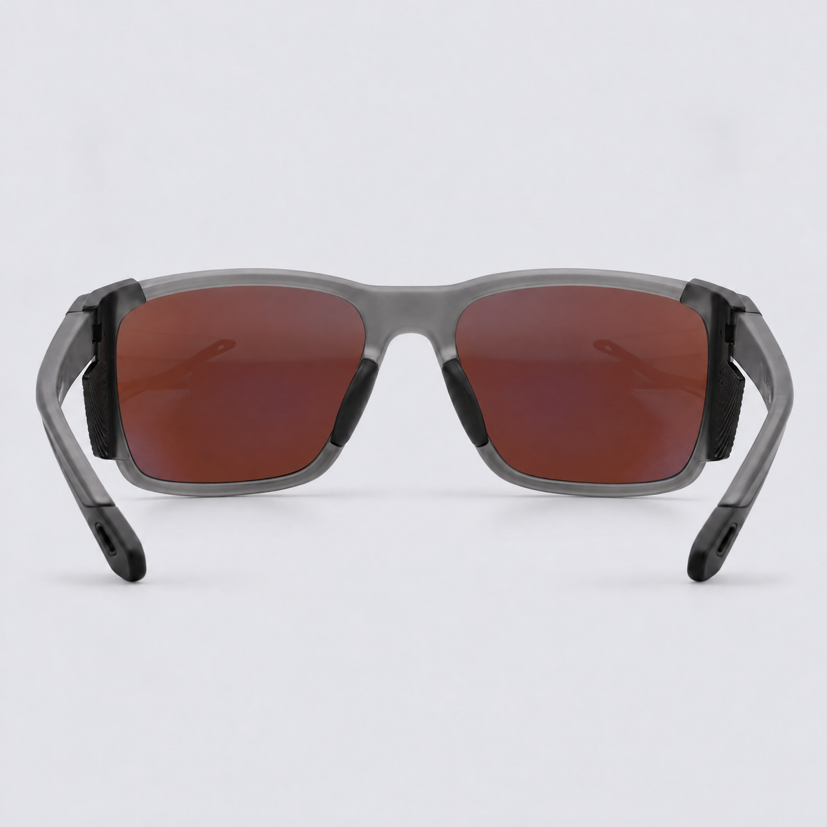 Ridgeline polarized sunglasses, Matte Crystal Dark Grey frame, Ice Blue mirror lenses – back view