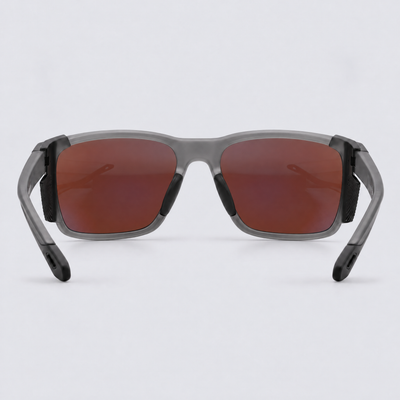 Ridgeline polarized sunglasses, Matte Crystal Dark Grey frame, Ice Blue mirror lenses – back view